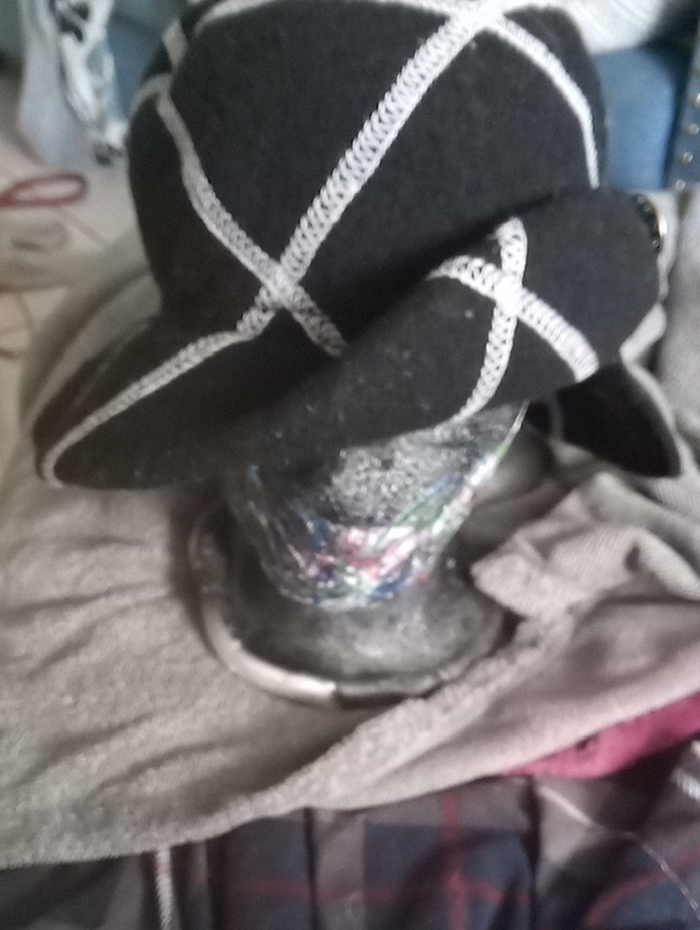 Parkhurst Black Wool Hat with White Stitching